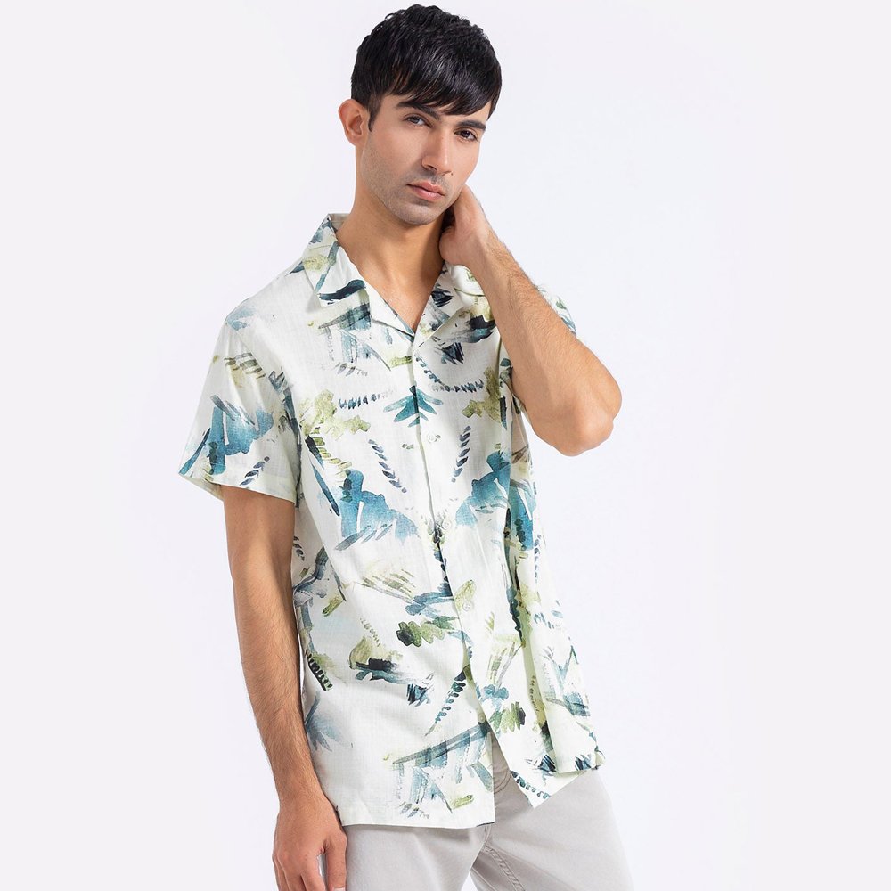 Custom Print Tropic Shirts Mens Button Up Resort Shirt