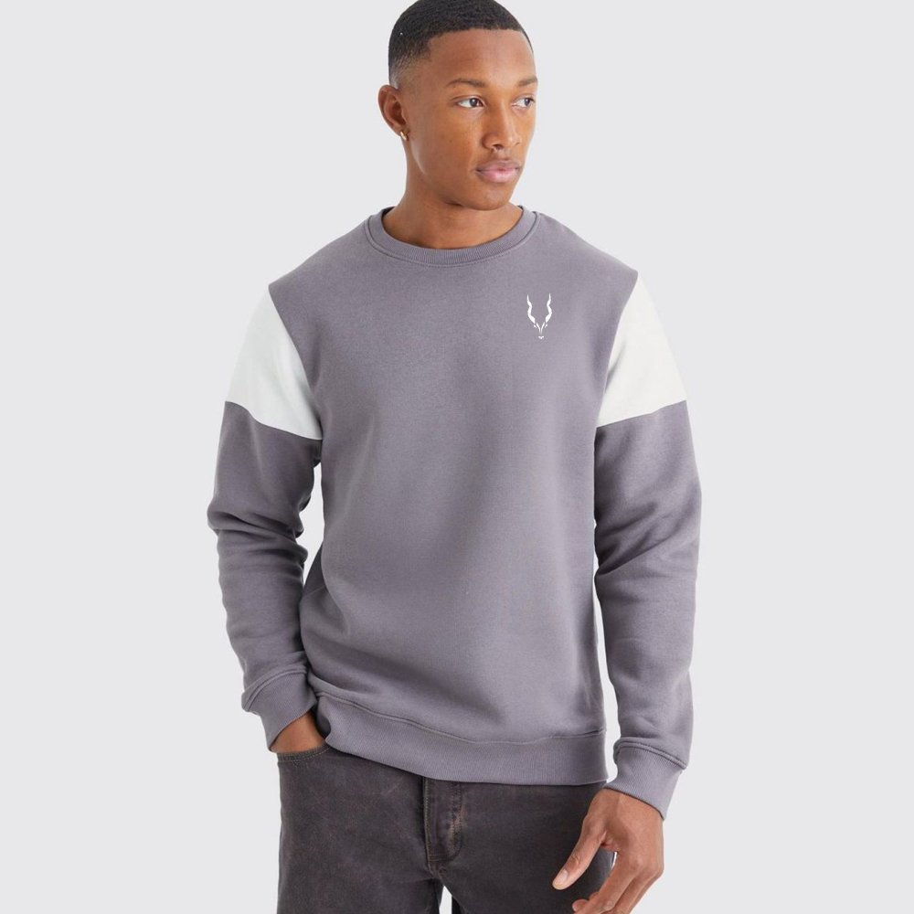 Slim Color Block Sweatshirt – Charcoal